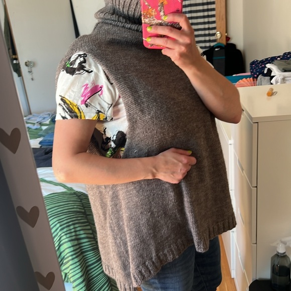 Sleeveless turtleneck - Heather brown - tall turtleneck sz S-M - Picture 3 of 11